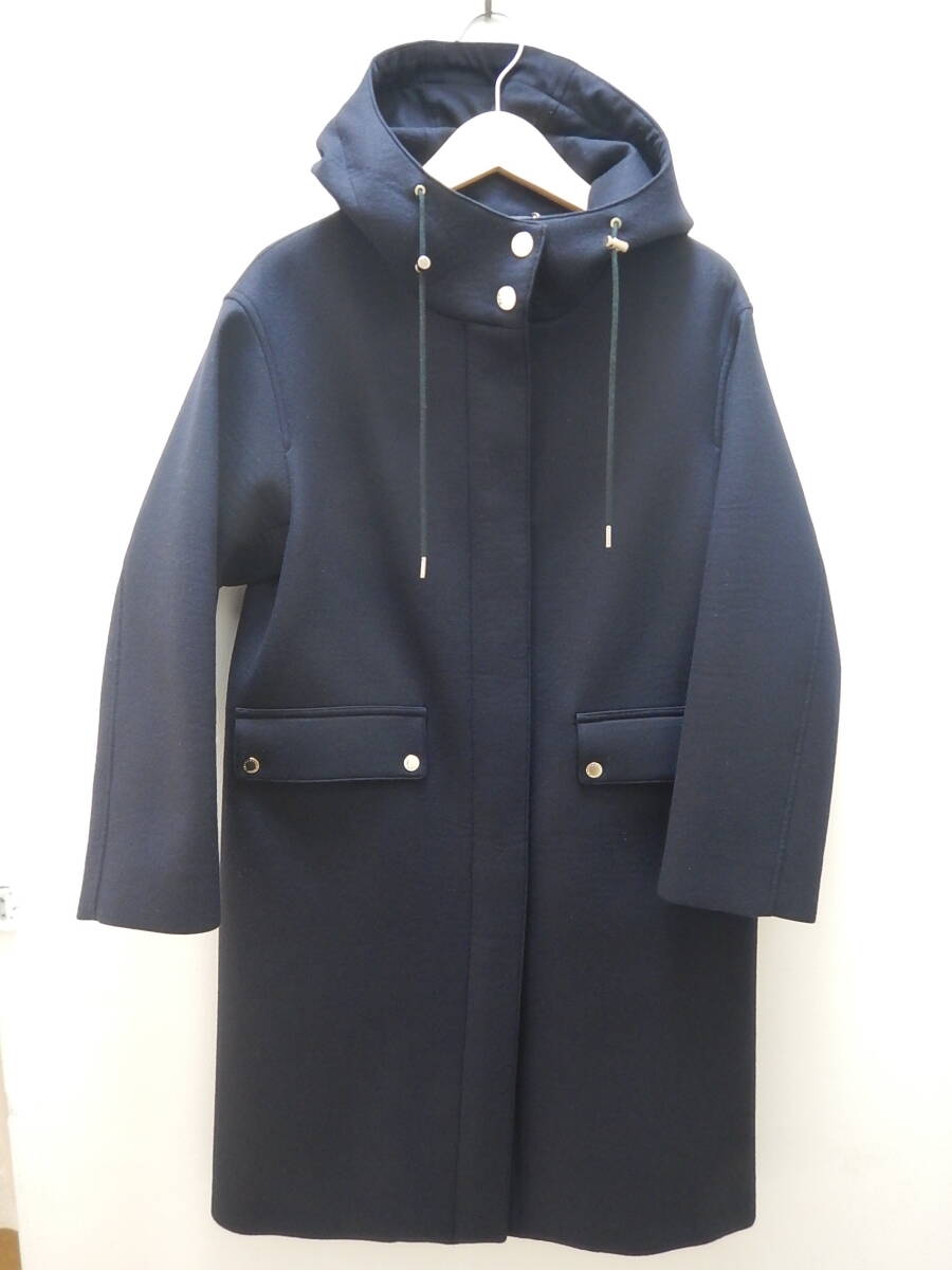 極美品■MACKINTOSH LONDON マッキントッシュロンドン フード付 サキソニーボンディングコート ネイビー 38(M)■拍卖
