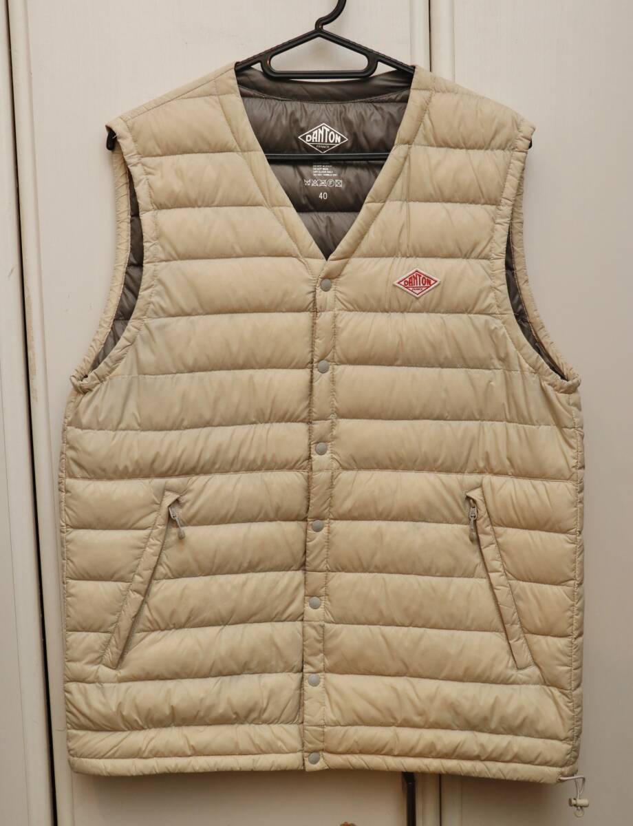 「DANTON」 ダウンベスト size 40(日本size MENS L程度) ベージュ・オフホワイト系 メンズ拍卖