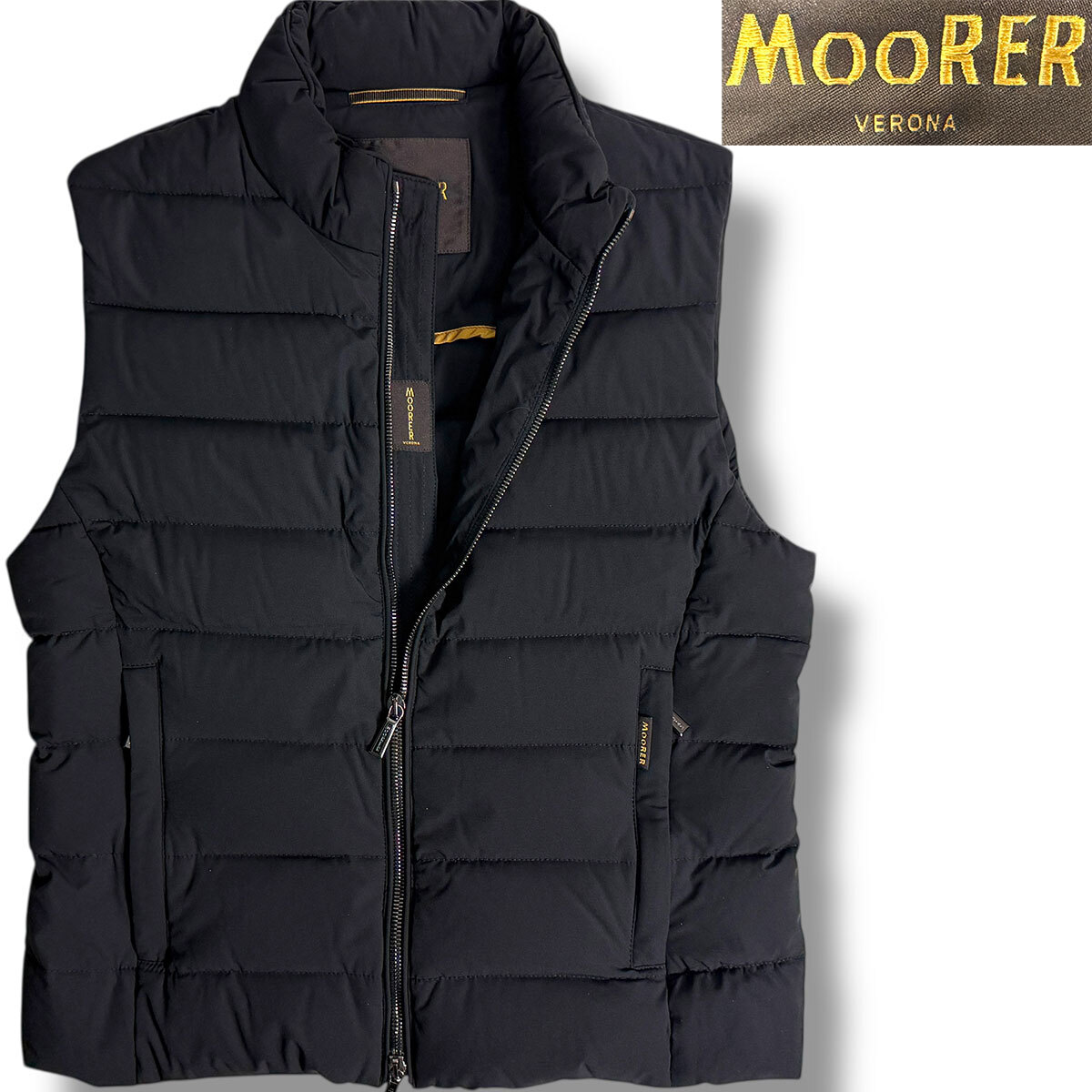 J7371 美品 ムーレー OLIVER KN オリバー 軽量ダウンベスト ブラック 44 MOORER拍卖