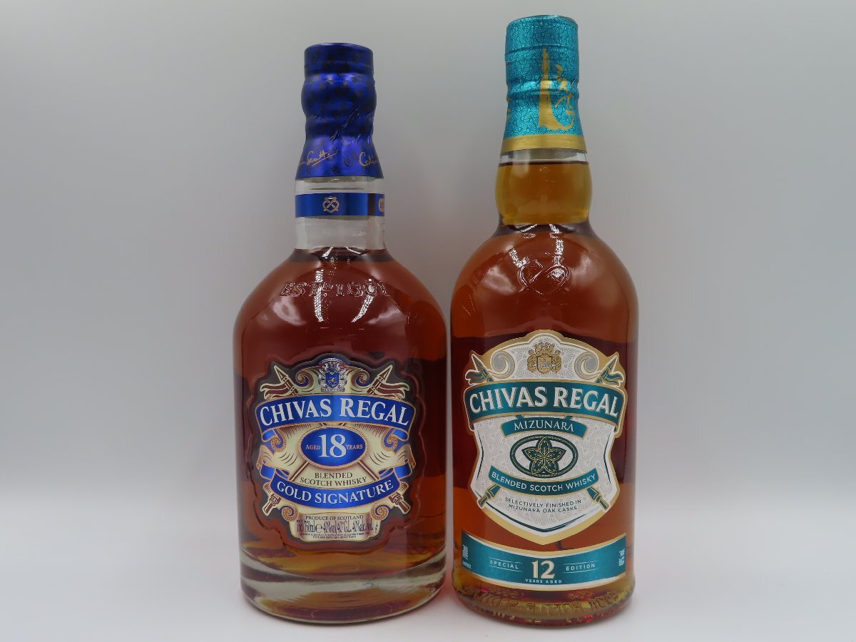 未開栓 シーバスリーガル 12年 ミズナラスペシャルエディション&18年 ゴールドシグネチャー CHIVAS REGAL ウイスキー 700-750ml 40% 計2本拍卖