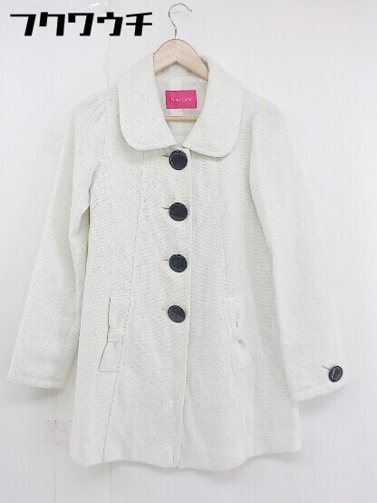 ◇ PinkyGirls ピンキーガールズ ラメ糸 長袖 ステンカラー コート サイズS ホワイト レディース拍卖