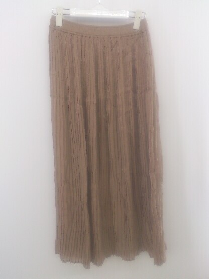 ◇ ◎ ●美品● OZOC オゾック ウエストゴム プリーツ ロング フレア スカート サイズM ブラウン系 レディース P拍卖