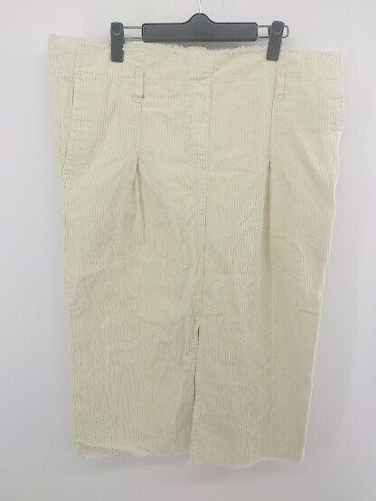 ◇ w closet ダブルクローゼット コーデュロイ スリット ロング タイト スカート サイズF アイボリー系 レディース P拍卖