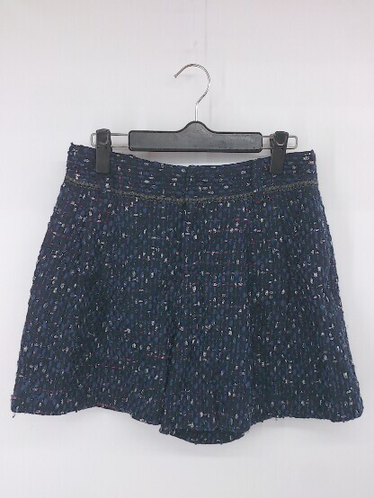 ◇ ROPE' ロペ ラメ 総柄 タック キュロット ショート パンツ サイズ38 ネイビー ピンク系 マルチ レディース P拍卖