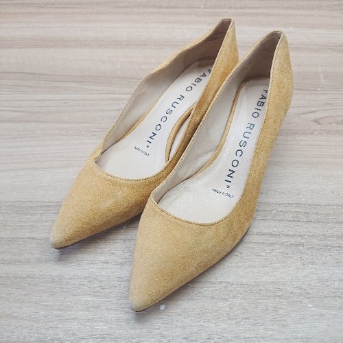 ◇ FabioRusconi ファビオルスコーニ ポインテッドトゥ ベーシック パンプス サイズ36 1/2 イエロー系 レディース E拍卖