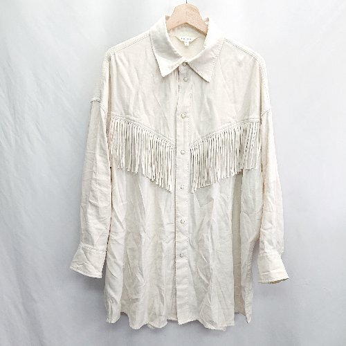 ◇ ⊇ MOUSSY マウジー ウエスタン調 フリンジ 長袖 シャツ サイズF アイボリー レディース E拍卖