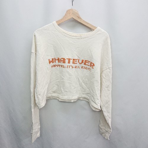 ◇ ⊂ MOUSSY マウジー 綿 クロップド丈 長袖 トレーナー サイズF クリーム系 レディース E拍卖