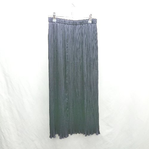 ◇ ⊂ ADAM ET ROPE アダムエロペ ウエストゴム プリーツ ロング丈 フレア スカート サイズF ネイビー レディース E拍卖