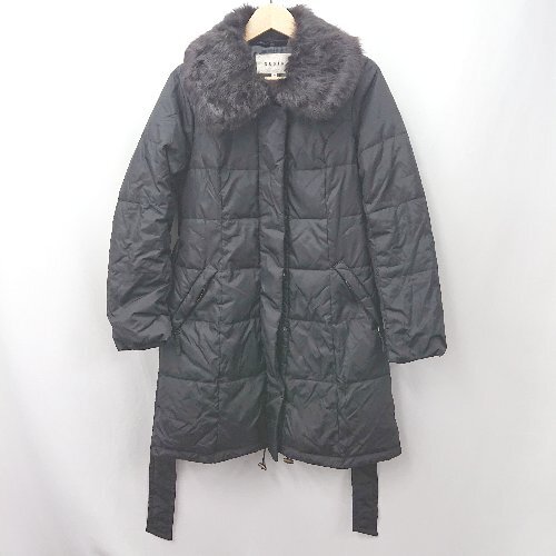 ◇ ⊇ STOla. ストラ 秋冬コーデ― 長袖 ロングファーダウンジャケット サイズ38 ブラック系 レディース E拍卖