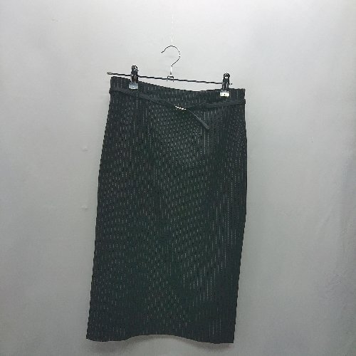 ◇ Θ LOVELESS ラブレス ストライプ柄 ウエストベルト付き 膝丈 タイト スカート サイズ34 ブラック.系 レディース E拍卖