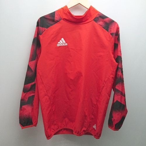 ◇ adidas アディダス 薄手 ブランドロゴ スポーツ 総柄 オシャレ 長袖 ロングTシャツ サイズ160 レッド系 メンズ E拍卖