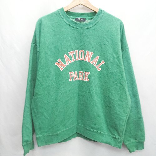 ◇ ⊇ BEAMS HEART ビームス ハート ロゴプリント 長袖 スウェットトレーナー サイズM グリーン系 レディース E拍卖