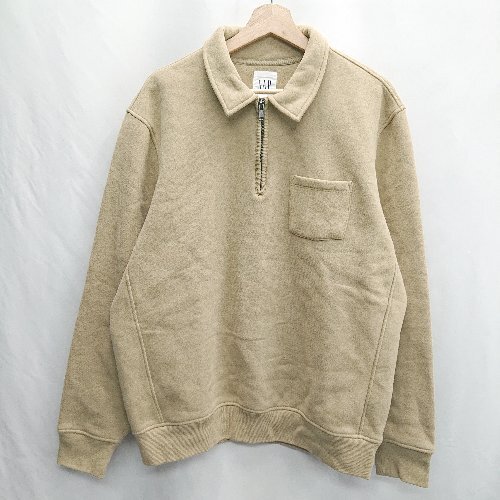 ◇ ⊇ GAP ギャップ ジップ付き 長袖 トレーナー サイズL ベージュ系 レディース E拍卖