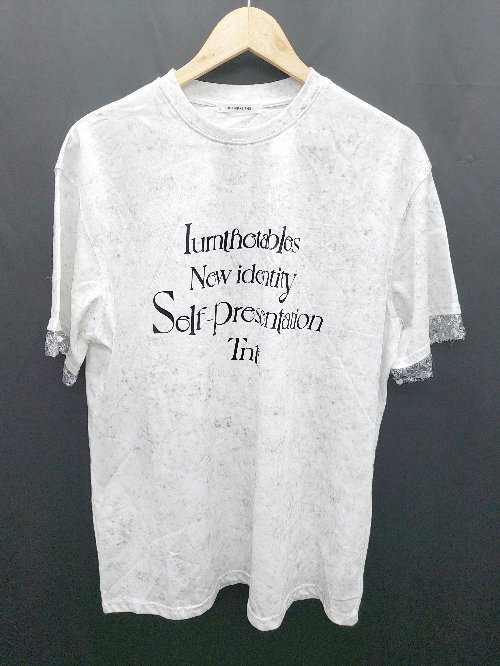 ◇ AS KNOW AS PINKY 装飾 スパンコール タイダイ柄 五分袖 Tシャツ カットソー サイズF ホワイト グレー系 レディース P拍卖