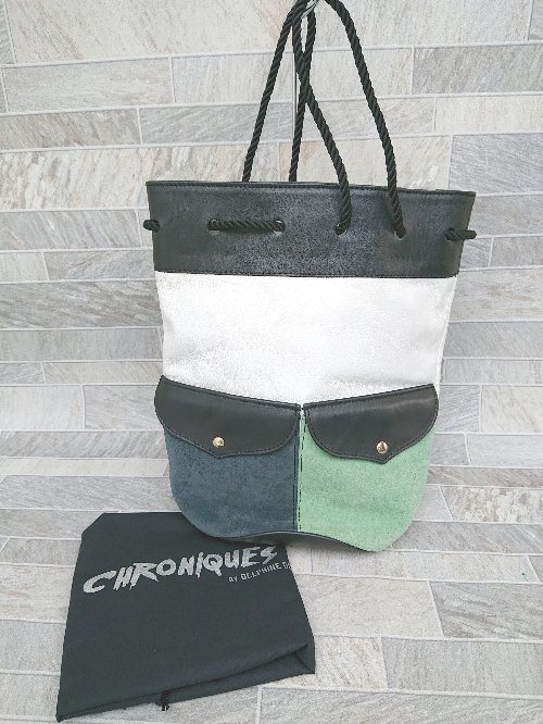 ◇ ◎ Chroniques?by Delphine Delafon ハンドバック ホワイト ブラック グリーン系 レディース P拍卖