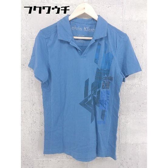 ◇ Calvin Klein カルバン クライン プリント 半袖 ポロシャツ S ネイビー * 1002798809185拍卖