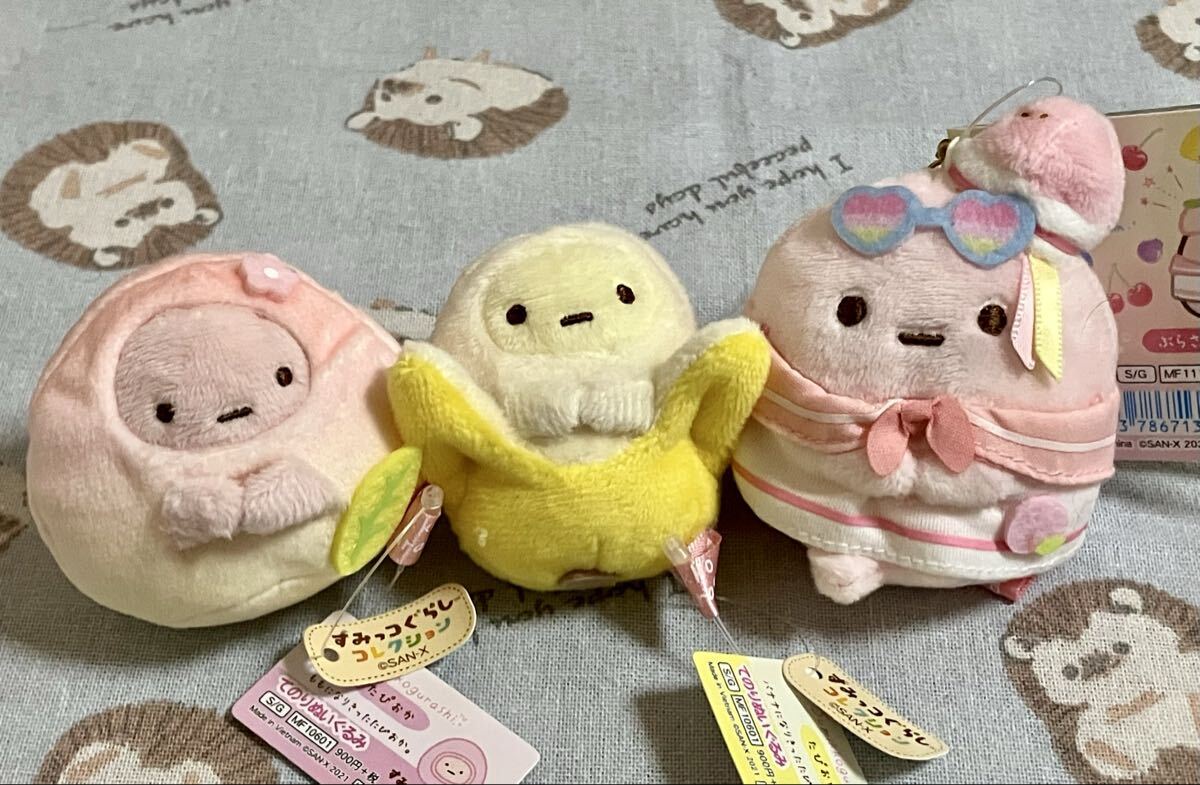 すみっコぐらし★たぴおか★ぶらさげぬいぐるみ★てのりぬいぐるみ★ももとバナナ★ぺんぺんフルーツバケーション★3点セット★2021年拍卖