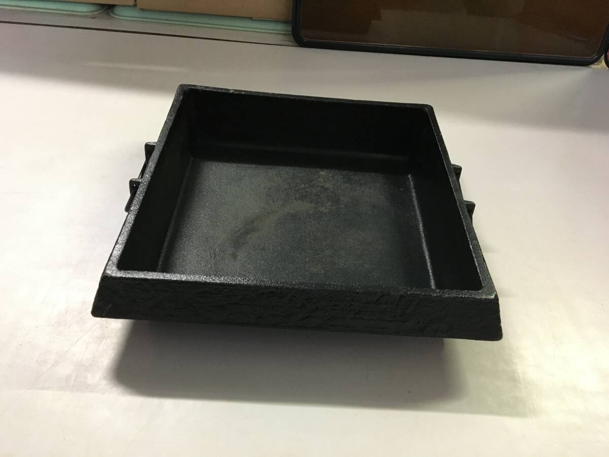 すきやき鍋 石庭角 内径約24cm 鉄製 鍋元? 角鍋 鉄器 鉄鍋 南部 中古品拍卖