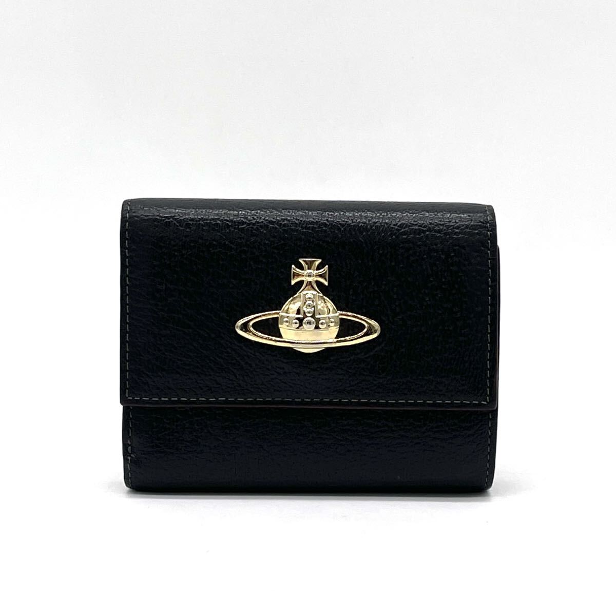 1円 美品 Vivienne Westwood ヴィヴィアンウエストウッド エグゼクティブ レザー ブラック 2つ折り財布 オーブ拍卖