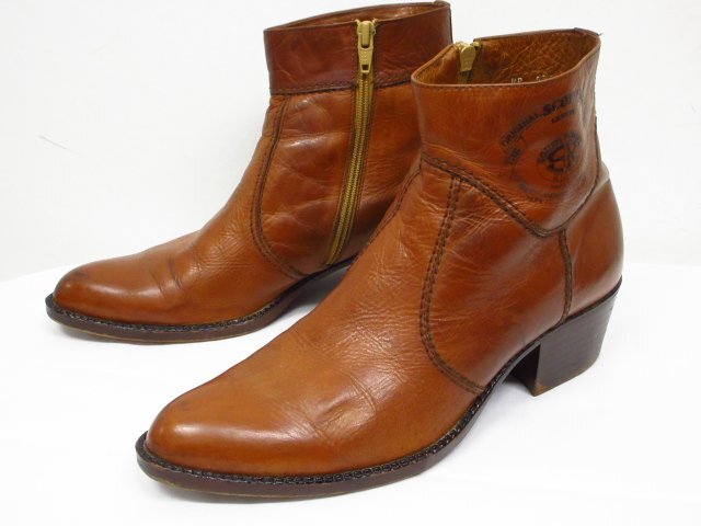 a6183 EGIDIO ROMANI ショートブーツ SCOTTO レザー製 ウエスタン サイズ 25.5cm ロマーニ サイドジップ拍卖