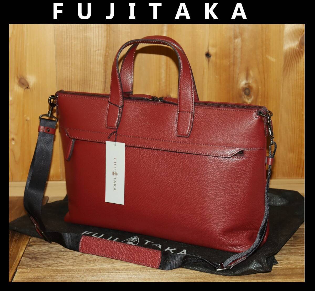 送料無料 即決【未使用】 FUJITAKA ★ イタリアンレザー ショルダーバッグ A4 イーナ ★ フジタカ 日本製 税込定価5万1700円 630503 併拍卖