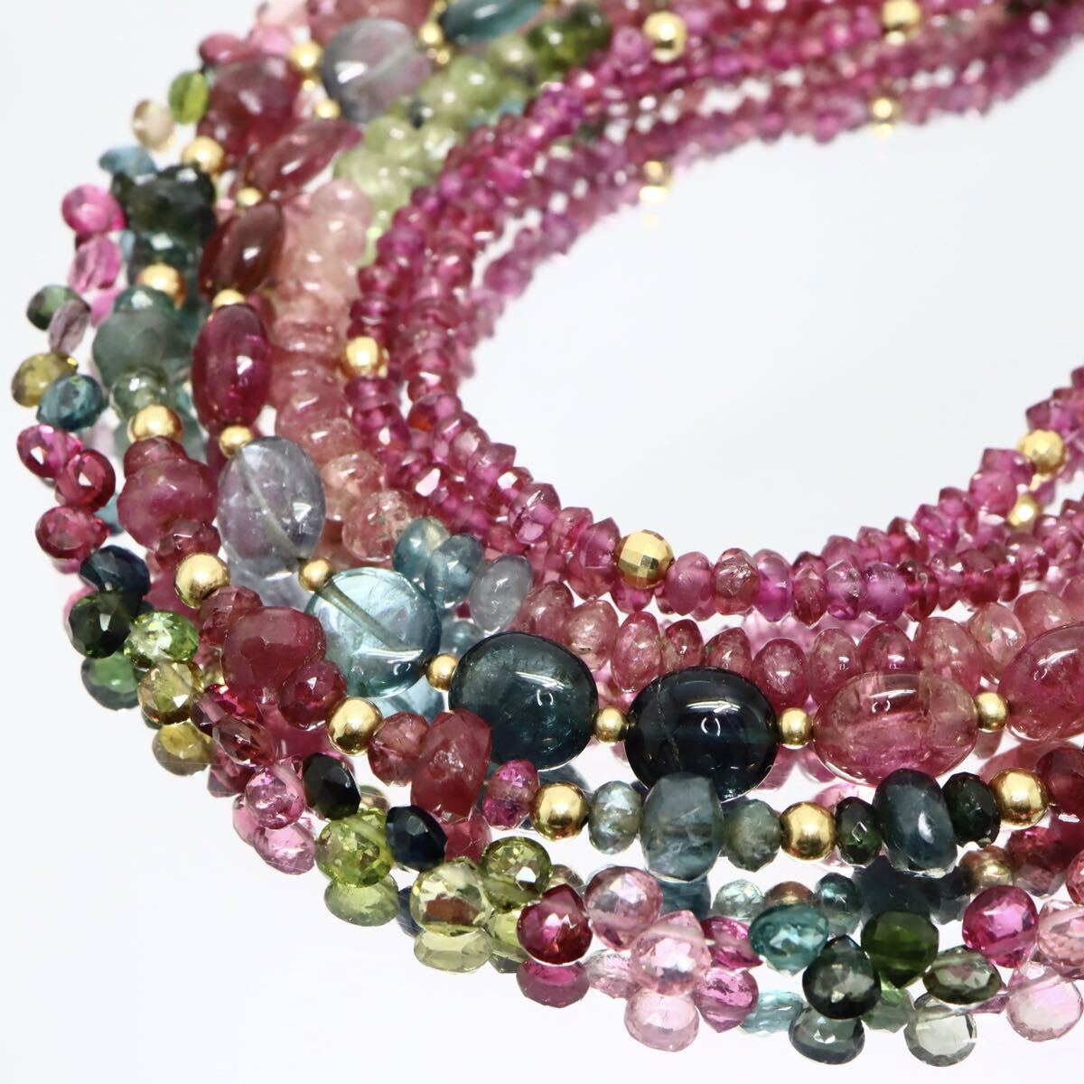 K18入り!!【パーツ/ジャンク】■天然トルマリンネックレス5点おまとめ■D 約58.1g tourmaline necklace jewelry ジュエリー DG5/EC0 U12拍卖