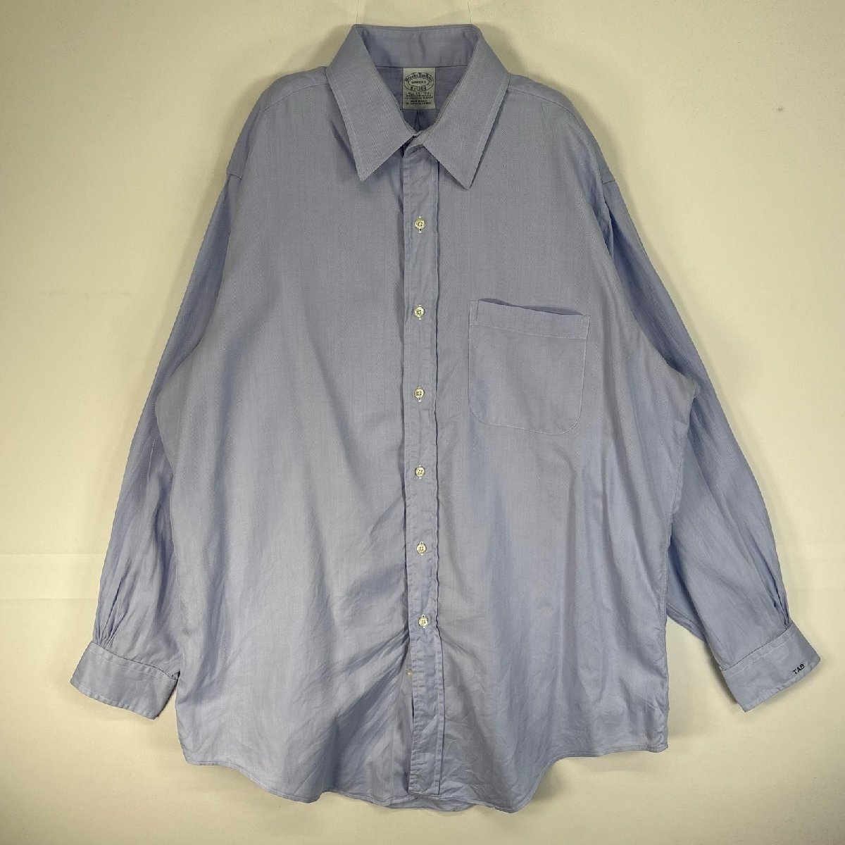 古着 80's/80年代 ヴィンテージ ブルックスブラザーズ Brooks Brothers ヘリンボーン 長袖シャツ USA製 Makers 胸ポケ ブルー系 無地拍卖