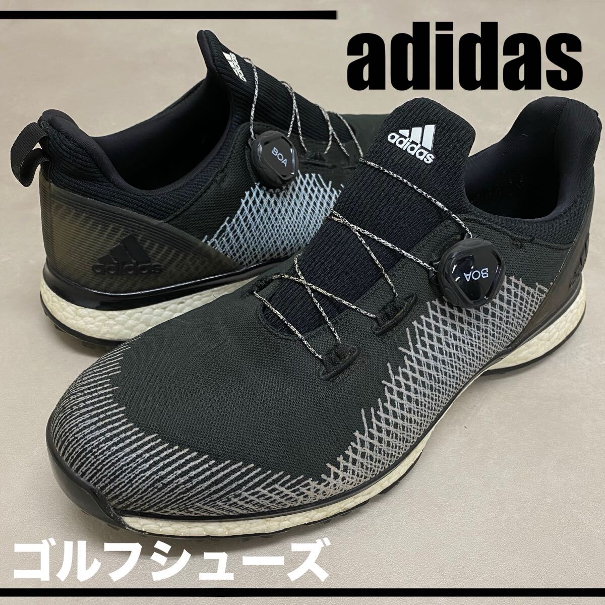 SU■ adidas アディダス ゴルフシューズ FPRGEFIBER BOA フォージファイバーボア BB7920 黒 ブラック 27cm ダイヤル式 スパイクレス 靴 拍卖