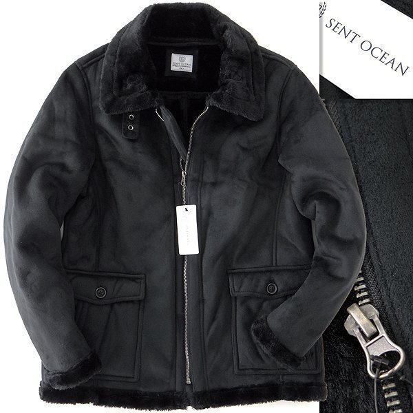 新品 セントオーシャン Fムートン B-3 ボマー ジャケット M 黒 【AFF783_840_M】 秋冬 SENT OCEAN B-6 D-1 A-2 G-1 フライト ブルゾン ボア拍卖