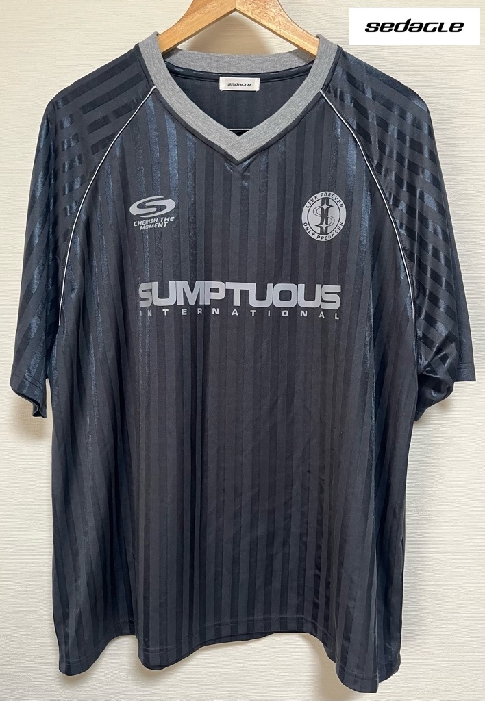 sedacle Vネック サッカーシャツ L ネイビー SE542172BW 古着 セダクル Tシャツ 紺 サッカーTシャツ SUMPTUOUS拍卖