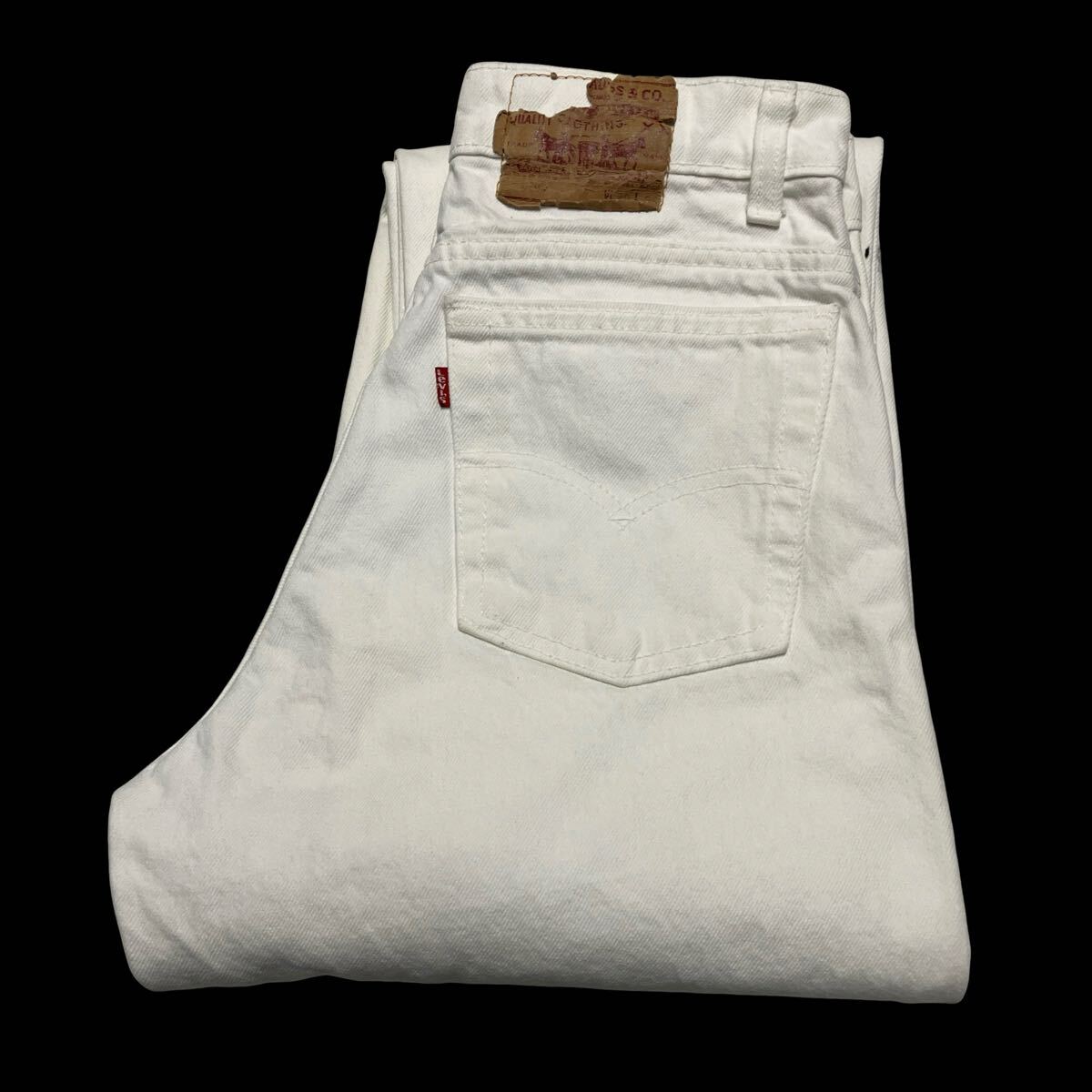 90s USA製 Levi’s リーバイス 550 リラックスフィットテーパードジーンズ デニムパンツ ホワイト 550-0251 W30 L36拍卖