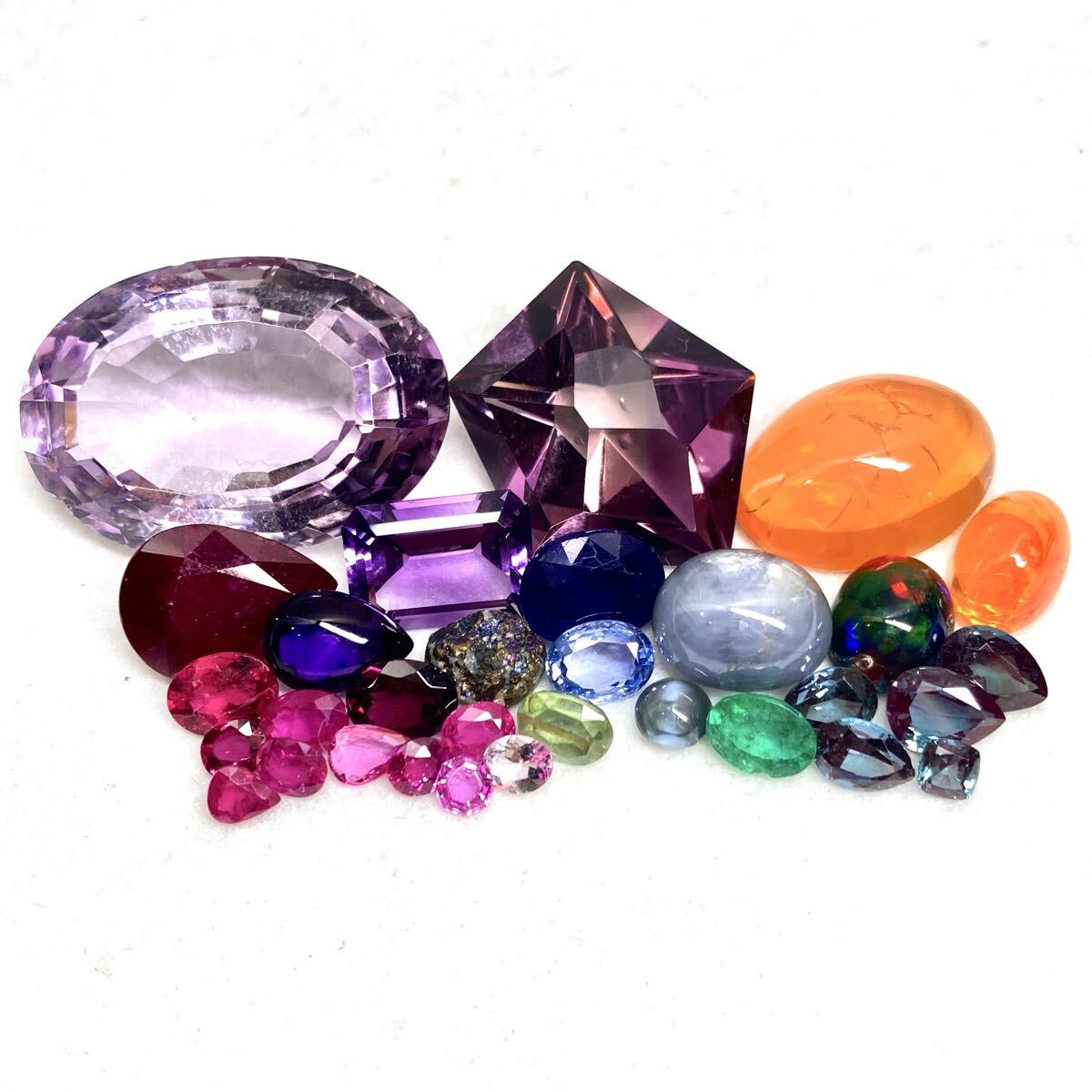 大粒入り!!☆色石おまとめ184.081ct☆d 約36.81g ルビー サファイア エメラルド アレキサンドライト オパール ルース EA4/EF2 w2す14拍卖