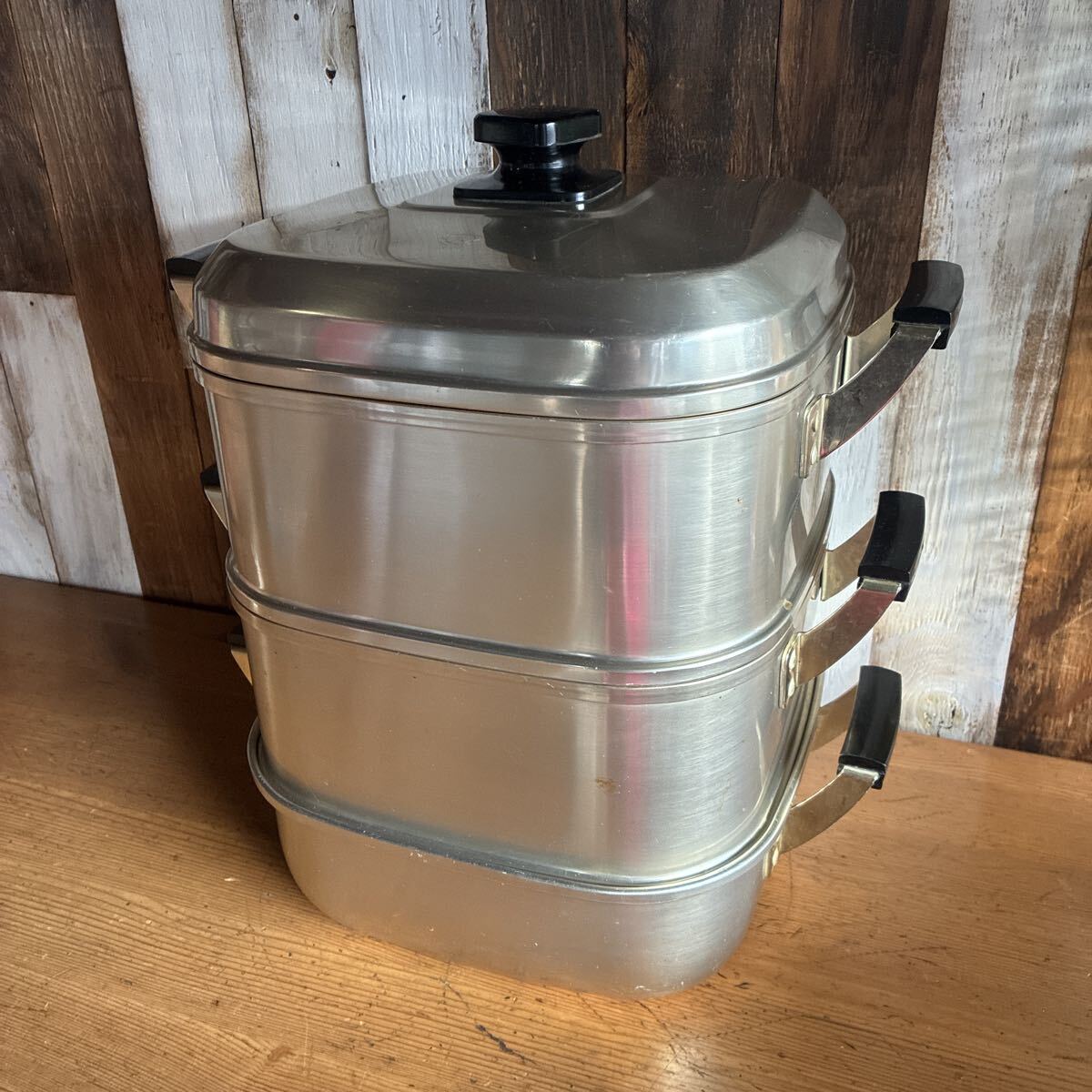 2.蒸し器 角蒸 日本アルミニウム 二重 マルハチ拍卖