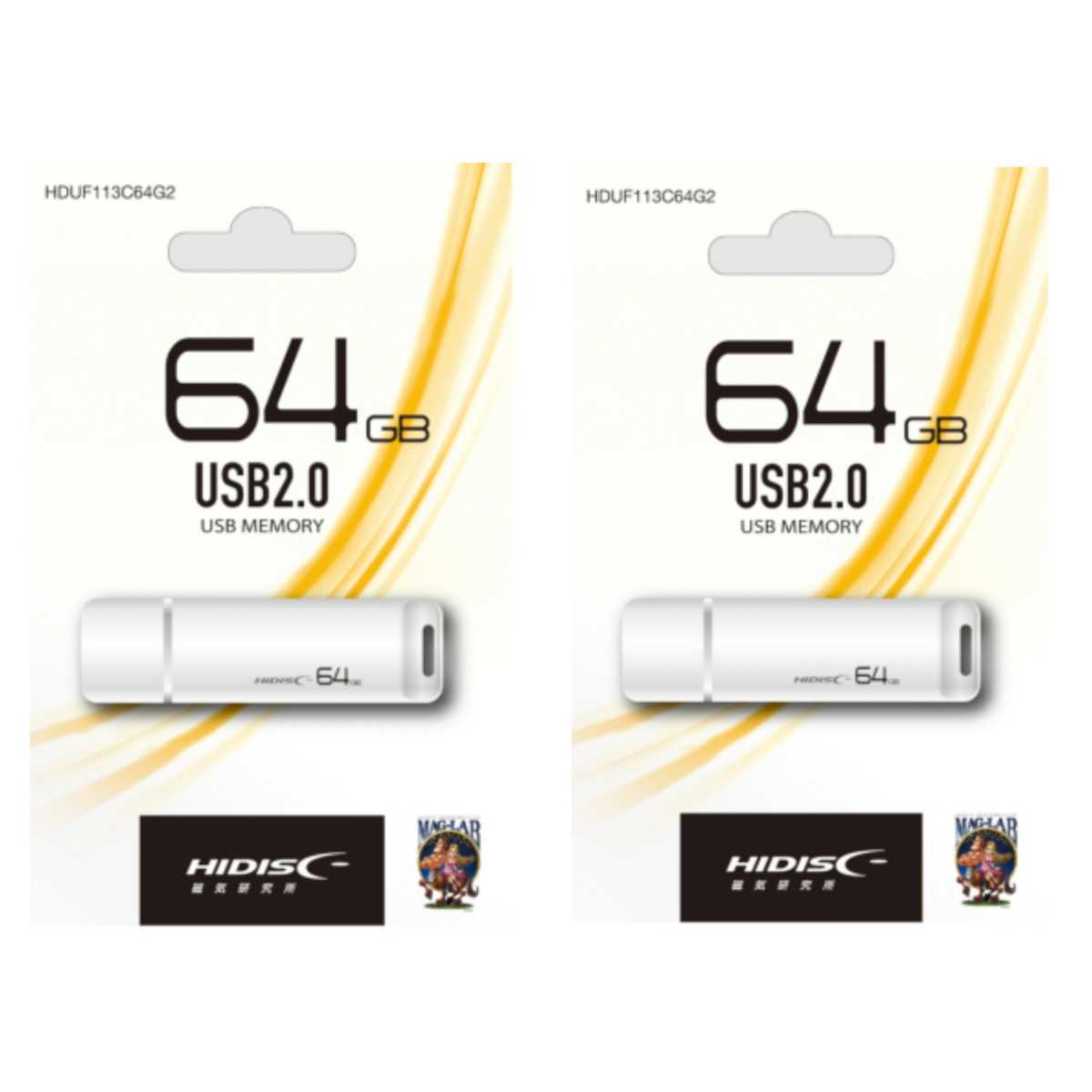 USBフラッシュメモリー 64GB (HI-DISC)HDUF113C64G2 二個セット 【1円スタート出品・新品・送料無料】拍卖