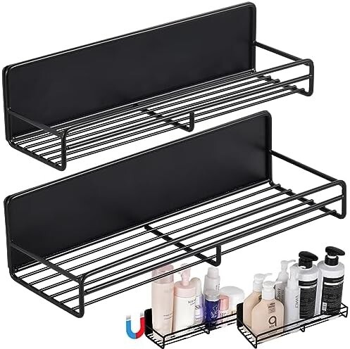 ■送料無料■浴室用ラック マグネット お風呂 ラック 2個セット 浴室洗面所 キッチン 収納棚(2個入り ブラック)拍卖