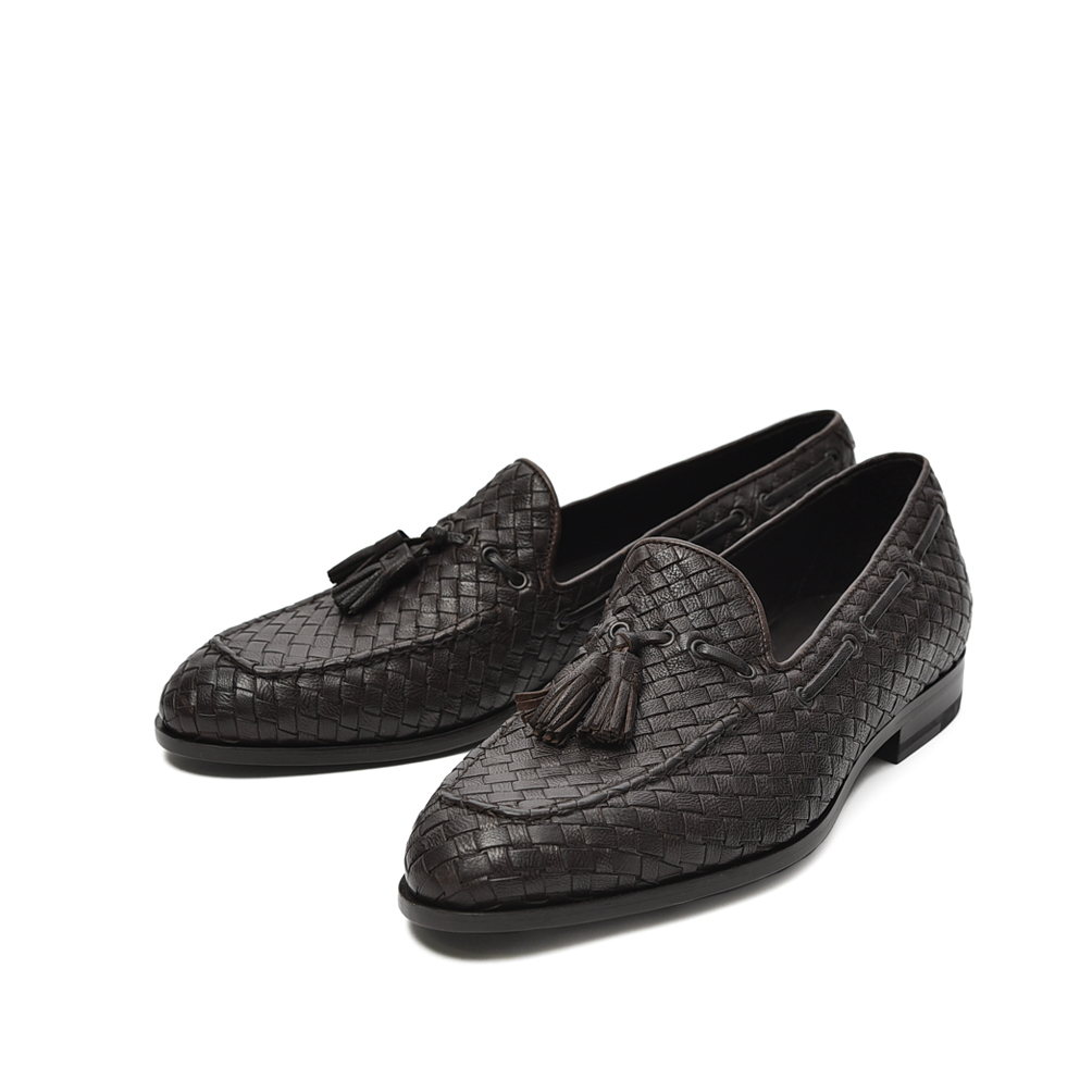 新入荷 新品 タリアトーレ TAGLIATORE タッセルローファー スリッポン モカシン シューズ カーフレザー イントレチャート 416428拍卖