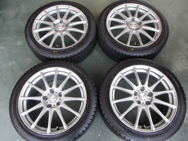 ウェッズ ラブリオンルミネ+グッドイヤー アイスナビ7 225/45R18 2022年 約7分山 クラウン 220系 プリウスα等 トヨタ用拍卖