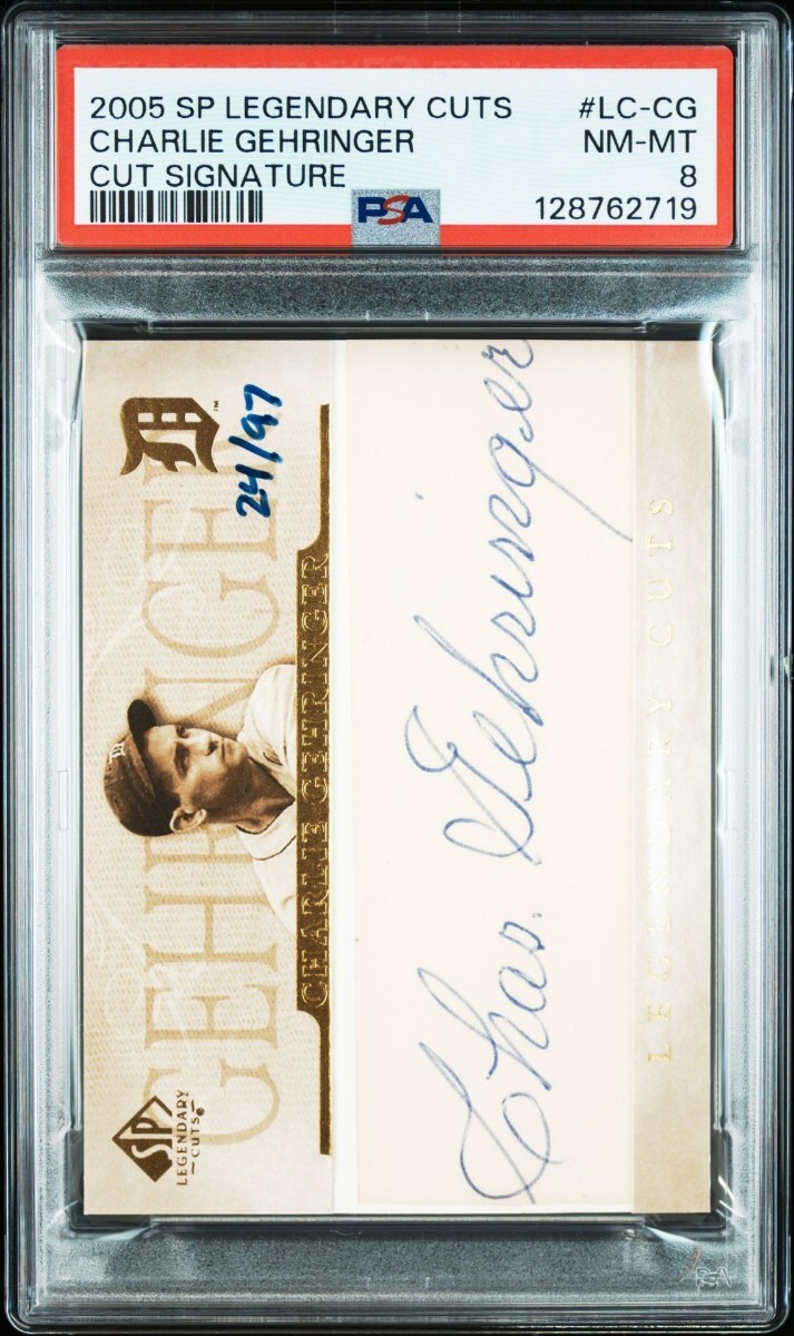NEAR MINT-MINT 8 CARD SP LEGENDARY CUTS CUT SIGNATURE LC-CG CHARLIE GEHRINGER拍卖