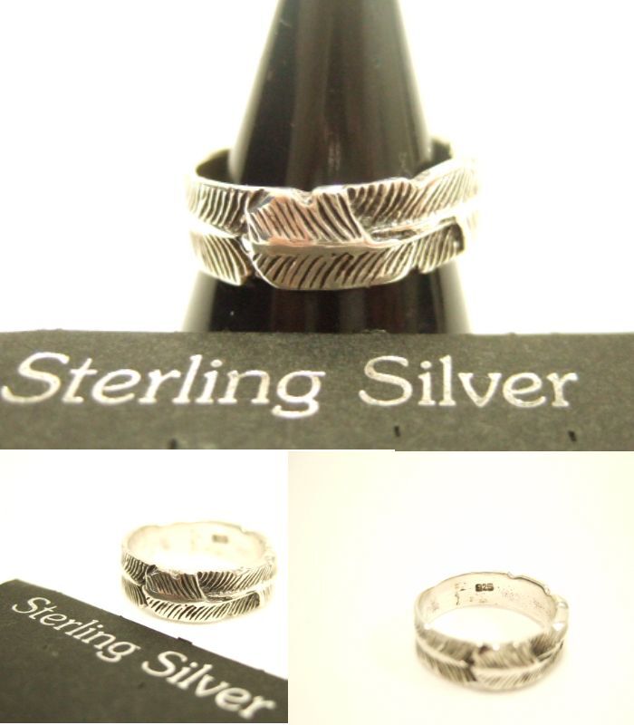 横浜最新 シルバー925SILVER♪魅惑の銀リング 羽 フェザー 13号 巾6ミリ メンズレディース 送料無料heira71拍卖