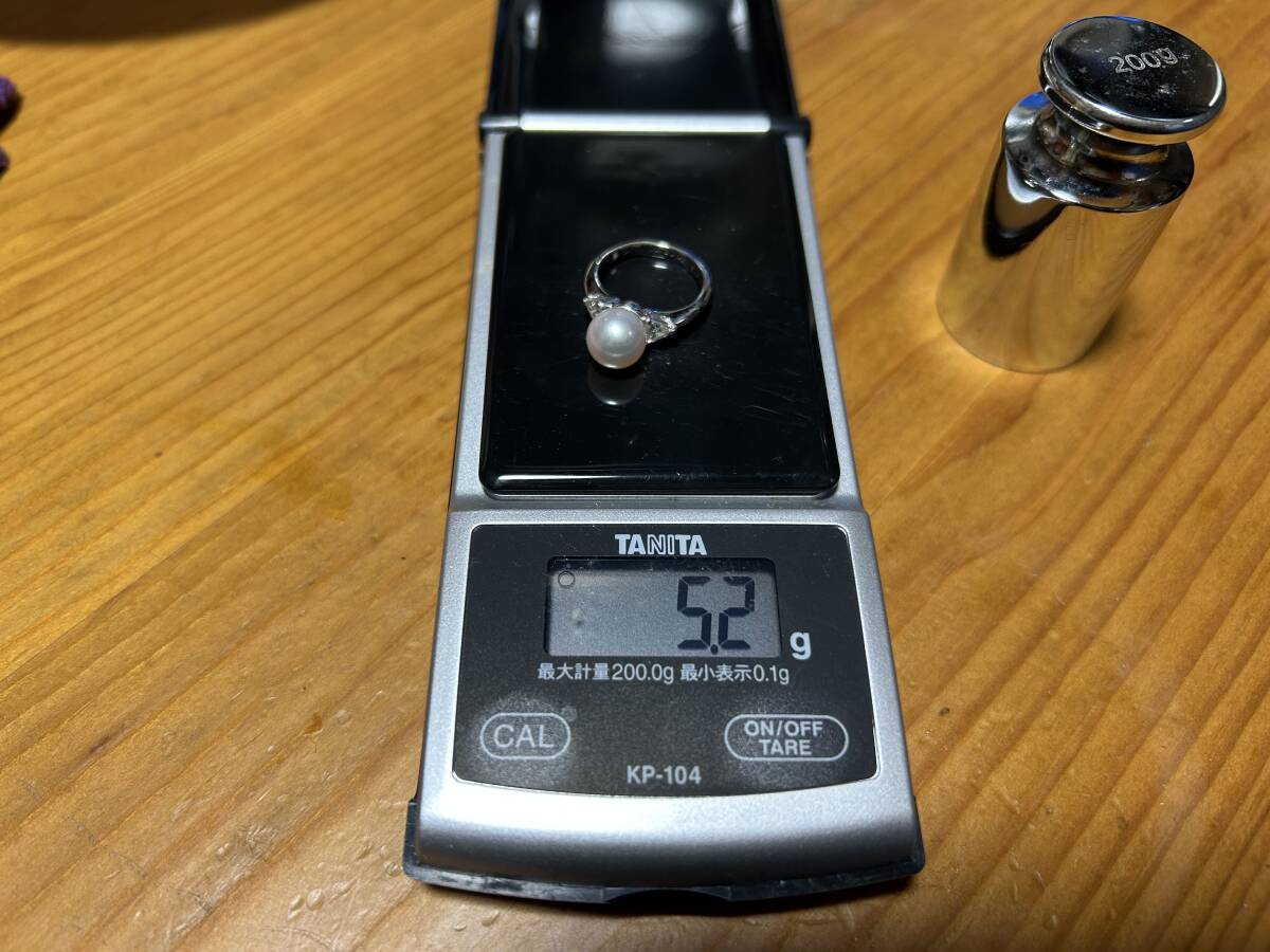 ★Pt950 Queen刻印 パール 真珠 指輪 5.2グラム 10号★拍卖