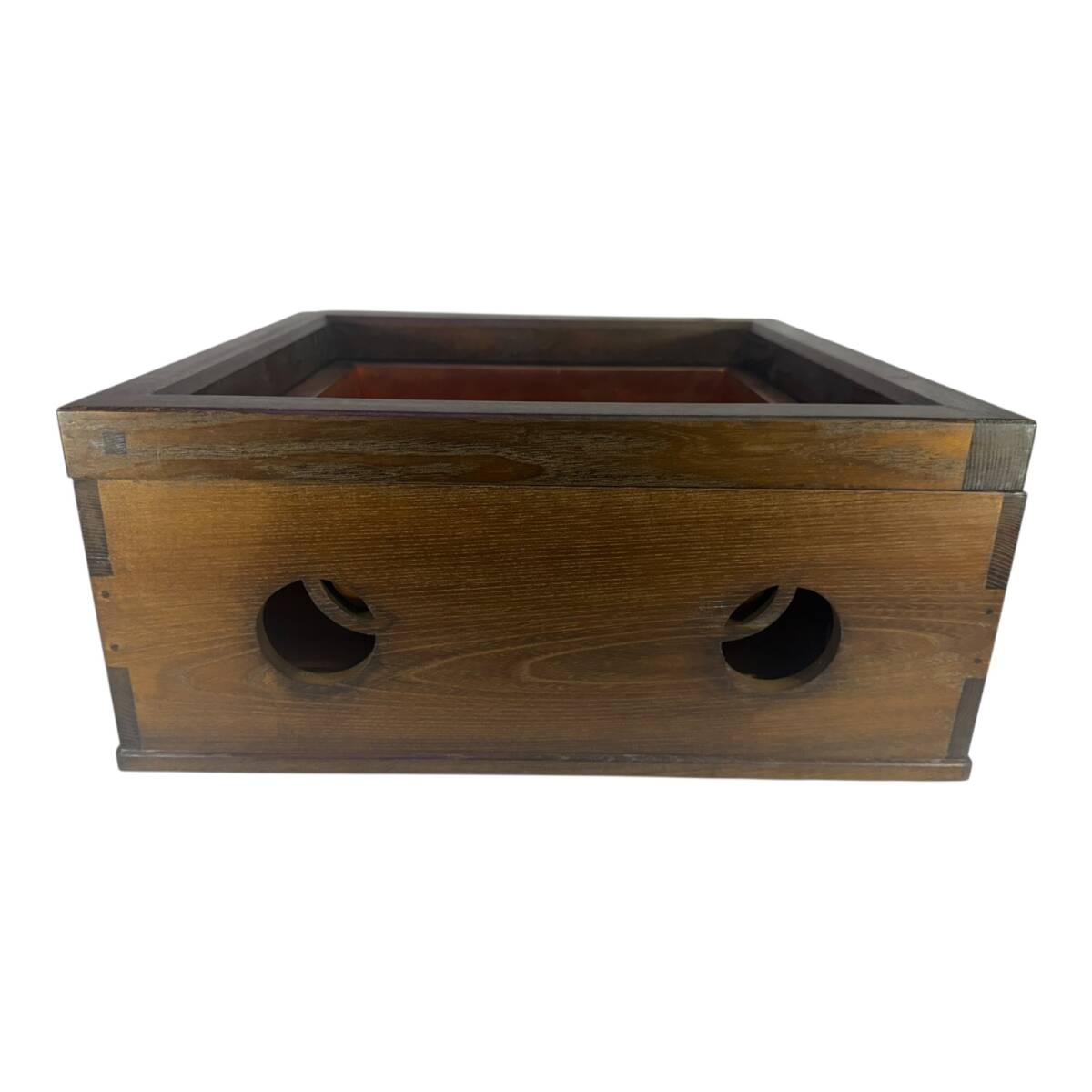 12Wl/2-14 木製 桑木地 置炉 つぼつぼ透かし 銅落とし 茶道具拍卖