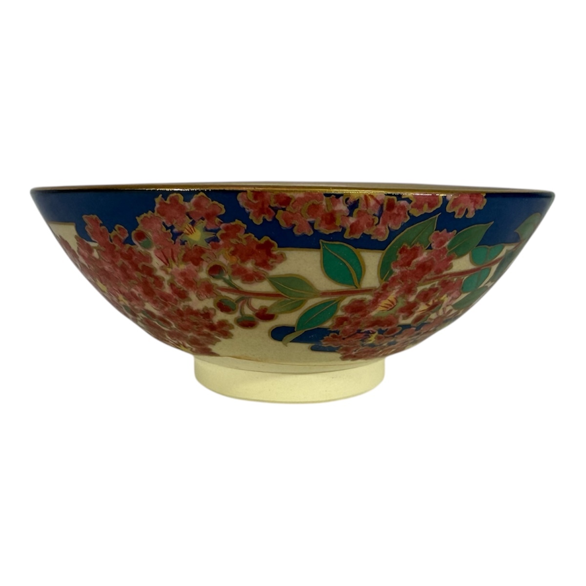 6Wl/2-5 桑野むつ子(睦子)御所の花 八月 百日紅 抹茶碗 茶器 茶道具拍卖