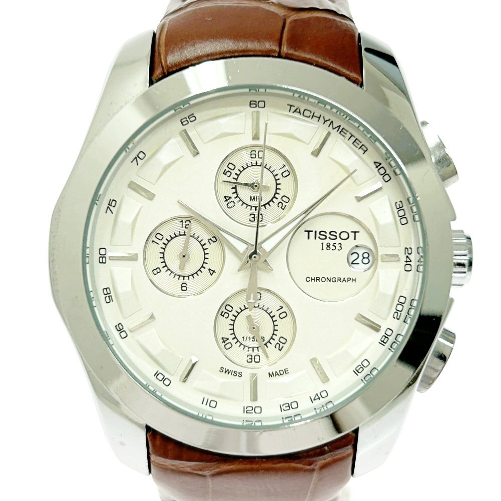 【1円スタート】【訳あり品】TISSOT ティソ T035627A クロノグラフ SS シルバー系文字盤 クオーツ メンズ腕時計 521243拍卖