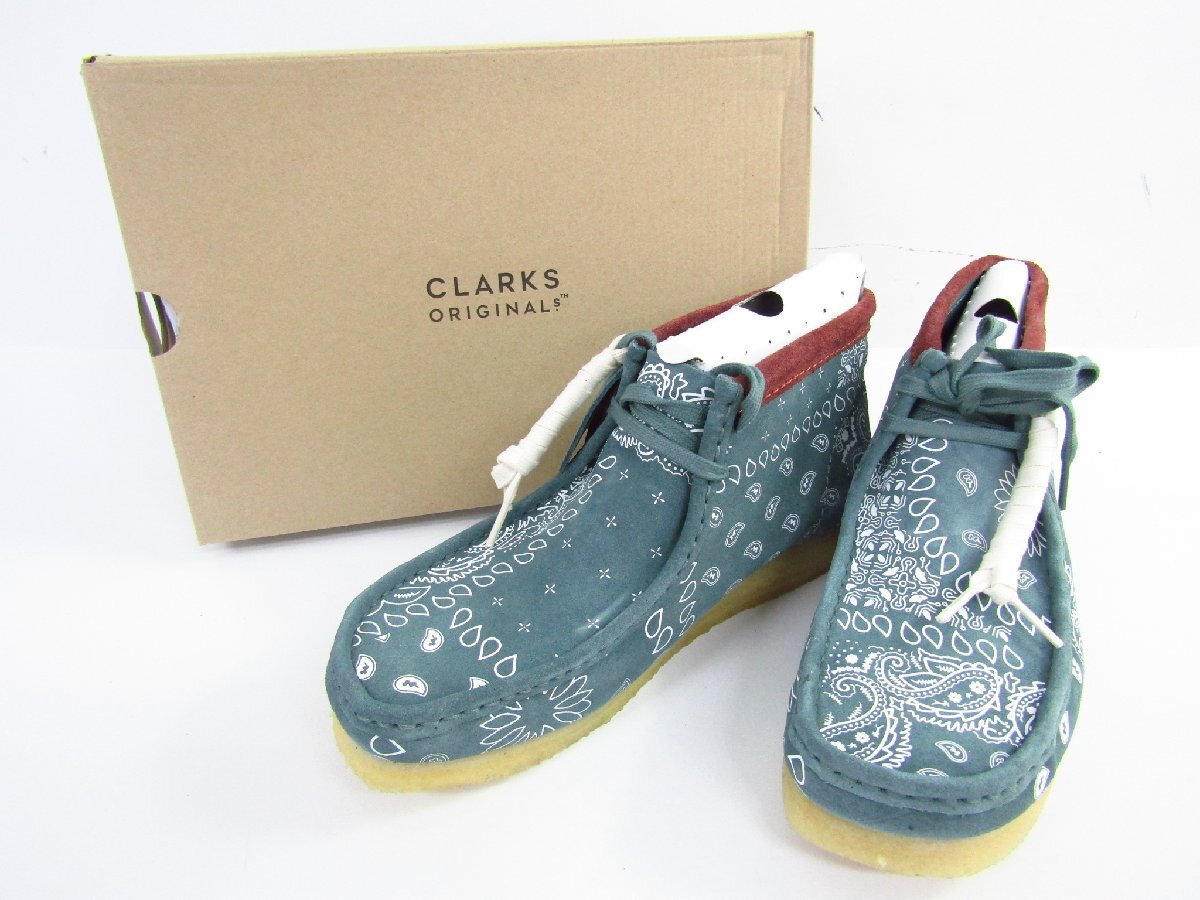 クラークス Clarks WALLABEE BOOT GREEN PAISLEY ワラビーブーツ ペイズリー サイズ:26.5cm ▼SH8386拍卖
