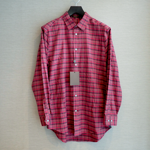 LOUIS VUITTON 未使用に近い シャツ Lサイズ チェック メンズ ルイヴィトン 長袖 レッド LV トップス 赤 質屋 神戸つじの 250410拍卖