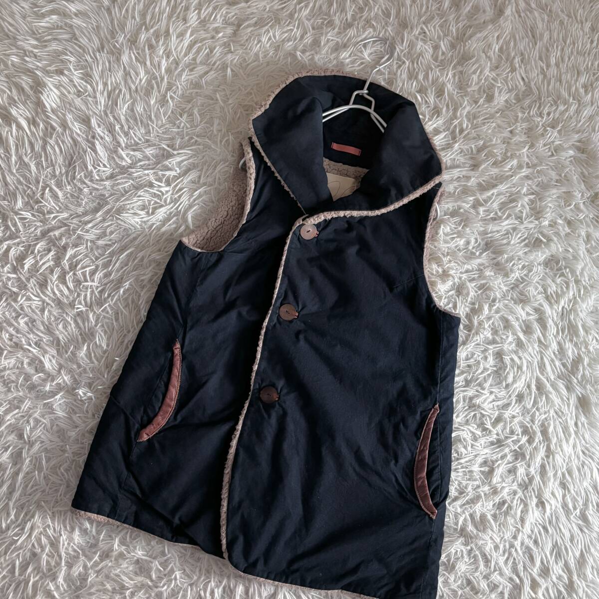 ⑥ パラスパレス インディゴ 内ボア あったか ベスト レザー使い 2拍卖