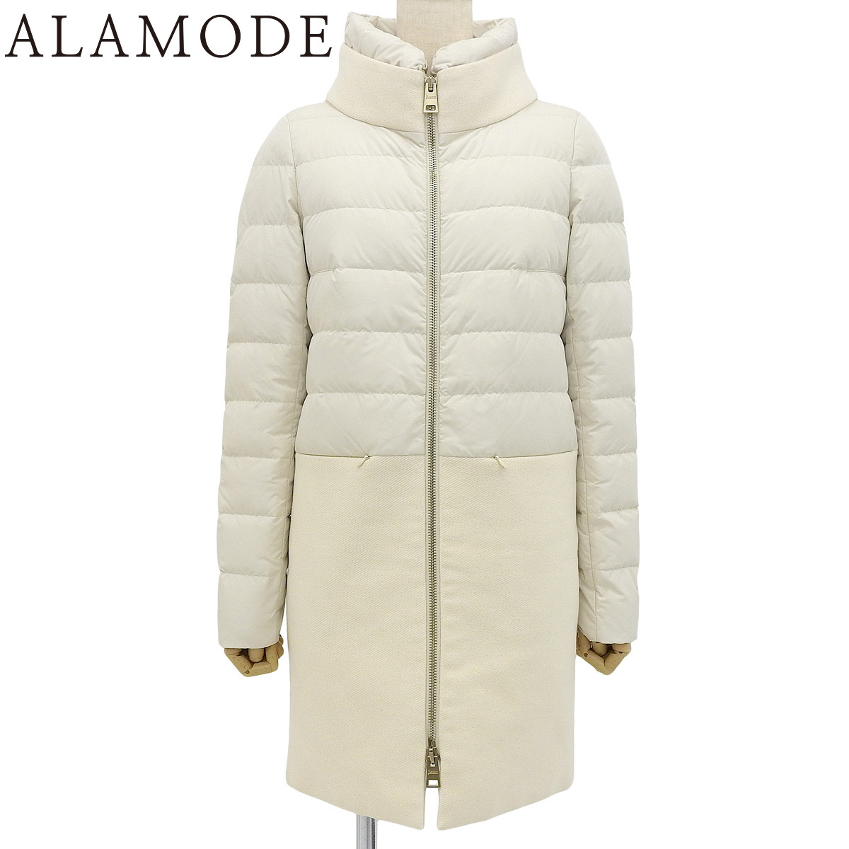 Herno(ヘルノ) 切替ダウンコート ジャケット 38 ウール ポリアミド オフホワイトアイボリー PI0239D-39601-1100 40802165282【アラモード】拍卖