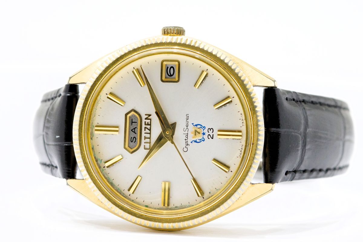 1266 CITIZEN Crystal Seven 7 23JEWELS AT ACSG2908α-Y シチズン クリスタルセブン デイデイト 23石 機械式 自動巻き メンズ 腕時計拍卖