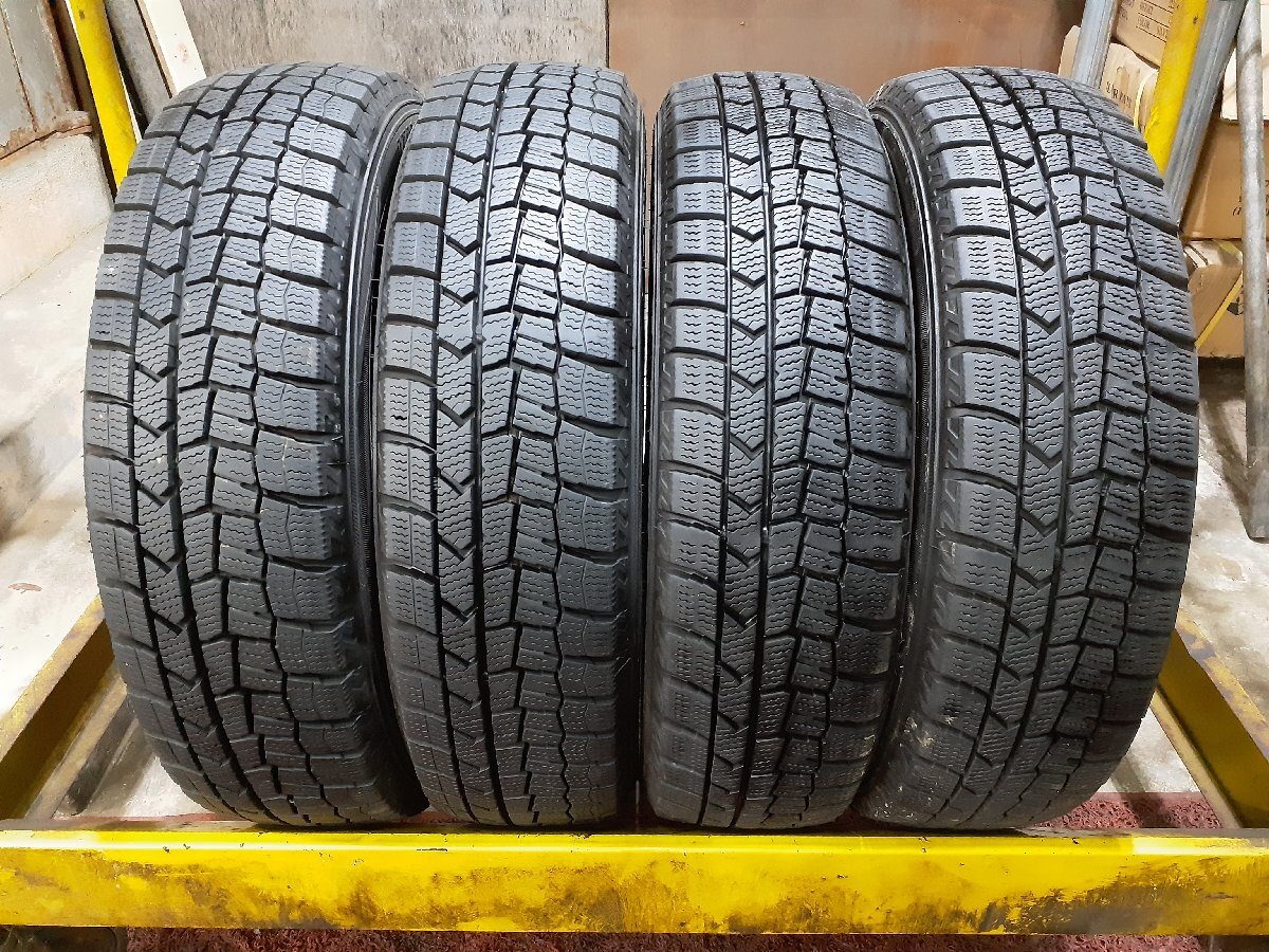 1円~★F9647■155/65R14 75Q 4本 DUNLOP WINTER MAXX 02 送料無料 スタッドレス ’24年 7~8分山位 ワゴンR ムーブ タント N-BOX拍卖