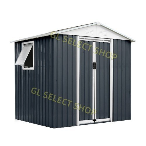 【可動棚&すべり出し窓付き】物置 屋外 スチール 倉庫 床材補強フレーム付き 物置き おしゃれ 防さび ベランダ 防水 ドア【ブルーグレー】拍卖